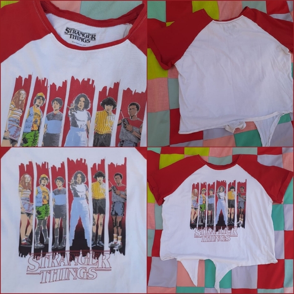 NETFLIX STRANGER Things Licensed Tie-up Medium T-Shirt Cute Sleeves 😍 - Picture 7 of 15